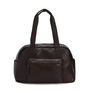 MAX STUDIO Dark Chocolate Brown Large Diamond Lamby Quilted Duffel